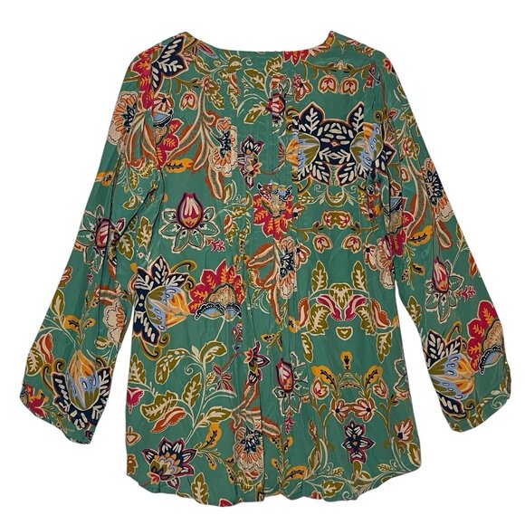 Anthropologie Love Kyla Top Eliana Blouse Small Size Floral Rayón Tassel NWT - Picture 2 of 9